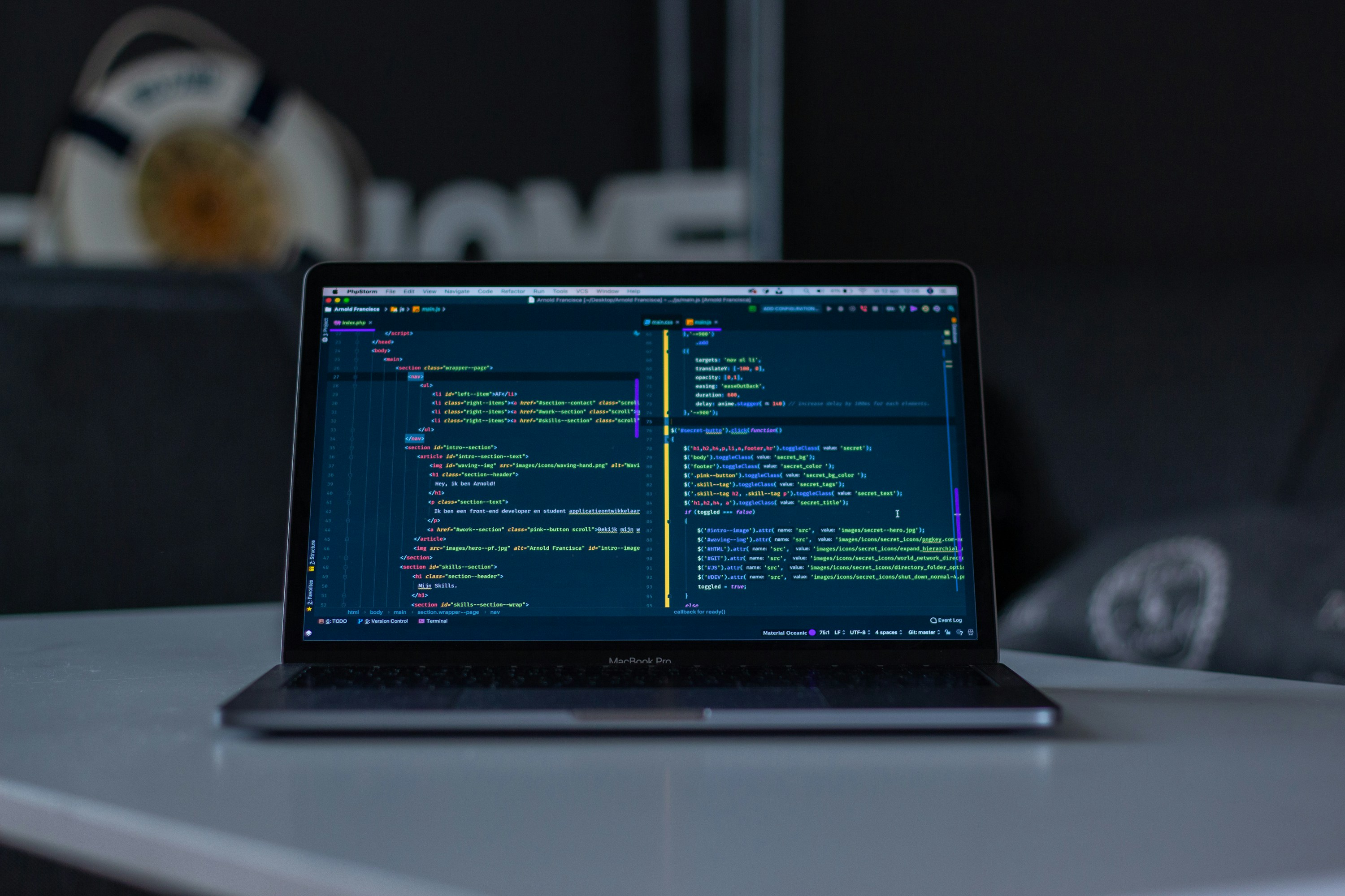Detailed code editor interface used for software development